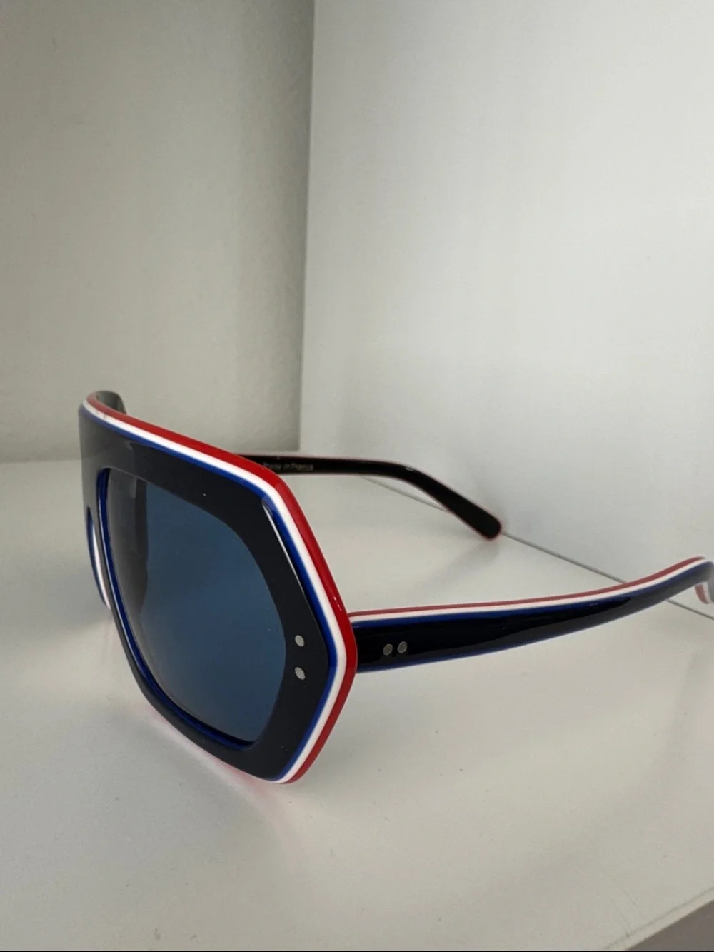 Emilio Pucci Oversized Shield Sunglasses Blue Lens Tricolor Frame